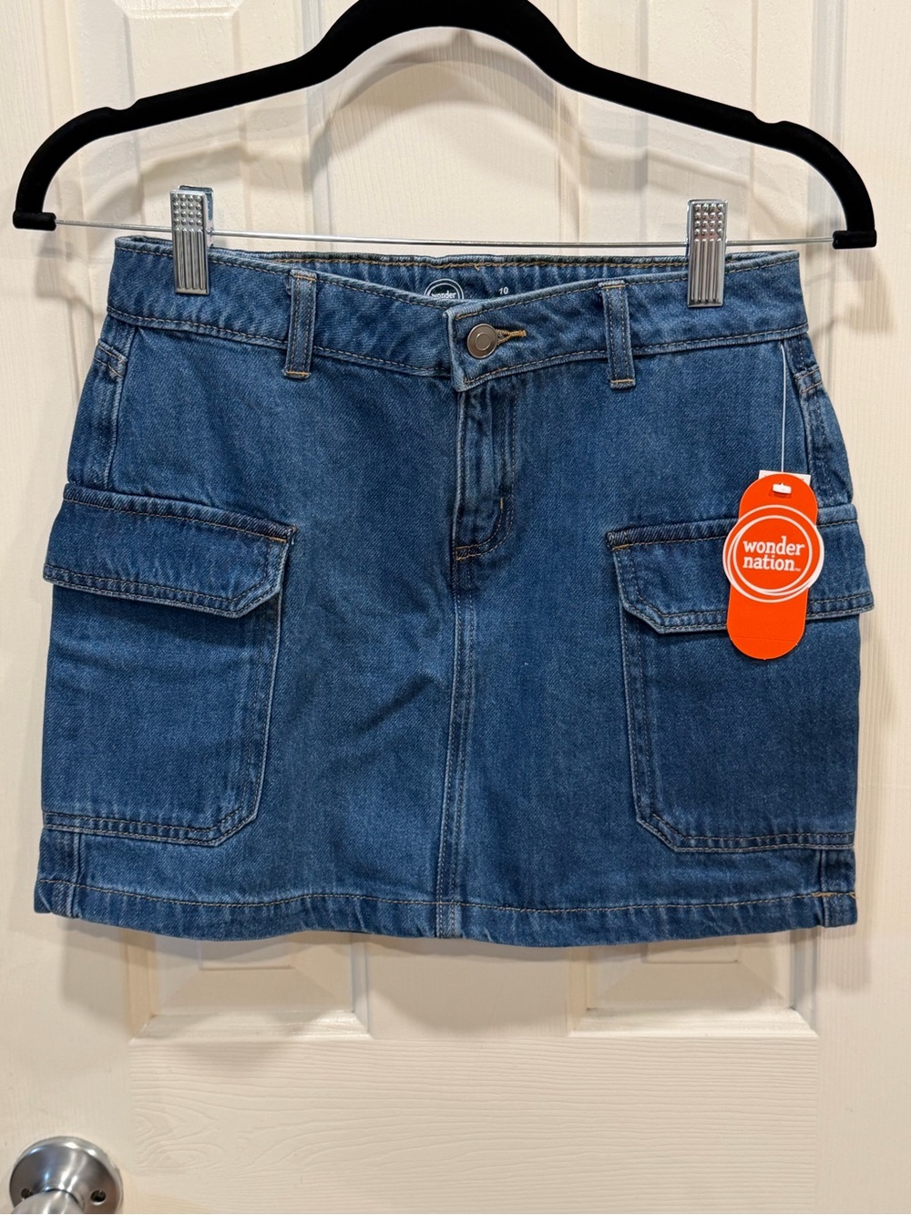 Girls Wonder Nation Blue Denim Cargo Mini Skirt Size 10. NWT.